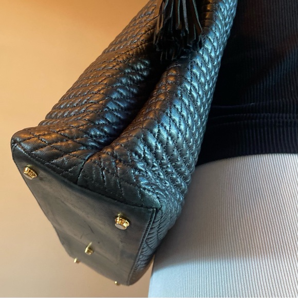 Bally Quilted Matelasse Leather Chain Shoulder Tote - Picture 8 of 13